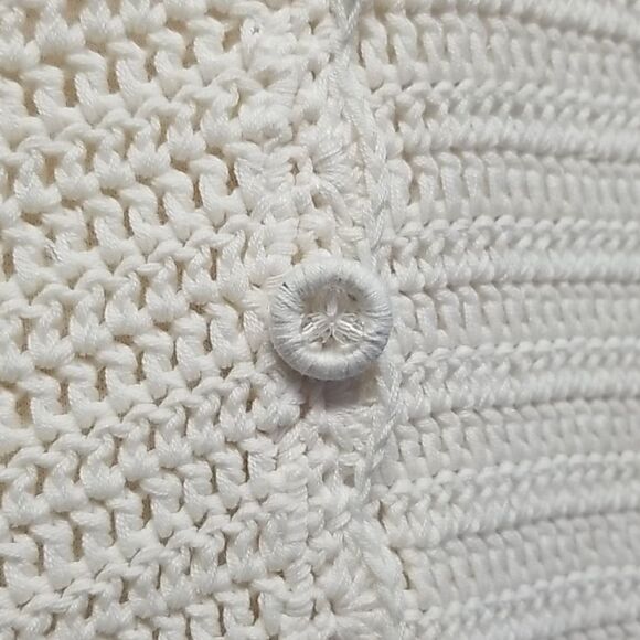 Anthropologie Tapemeasure Cream Ivory Silk Blend Open Knit Button Cardigan Large - Picture 4 of 8